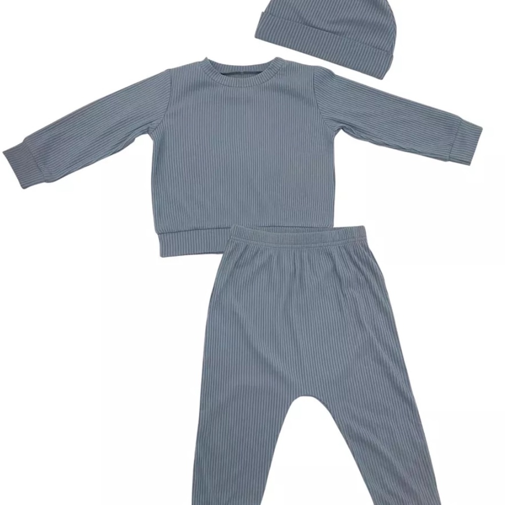 CHICKPEA Baby Boys Ribbed Shirt, Joggers and Hat, 3 Piece Set